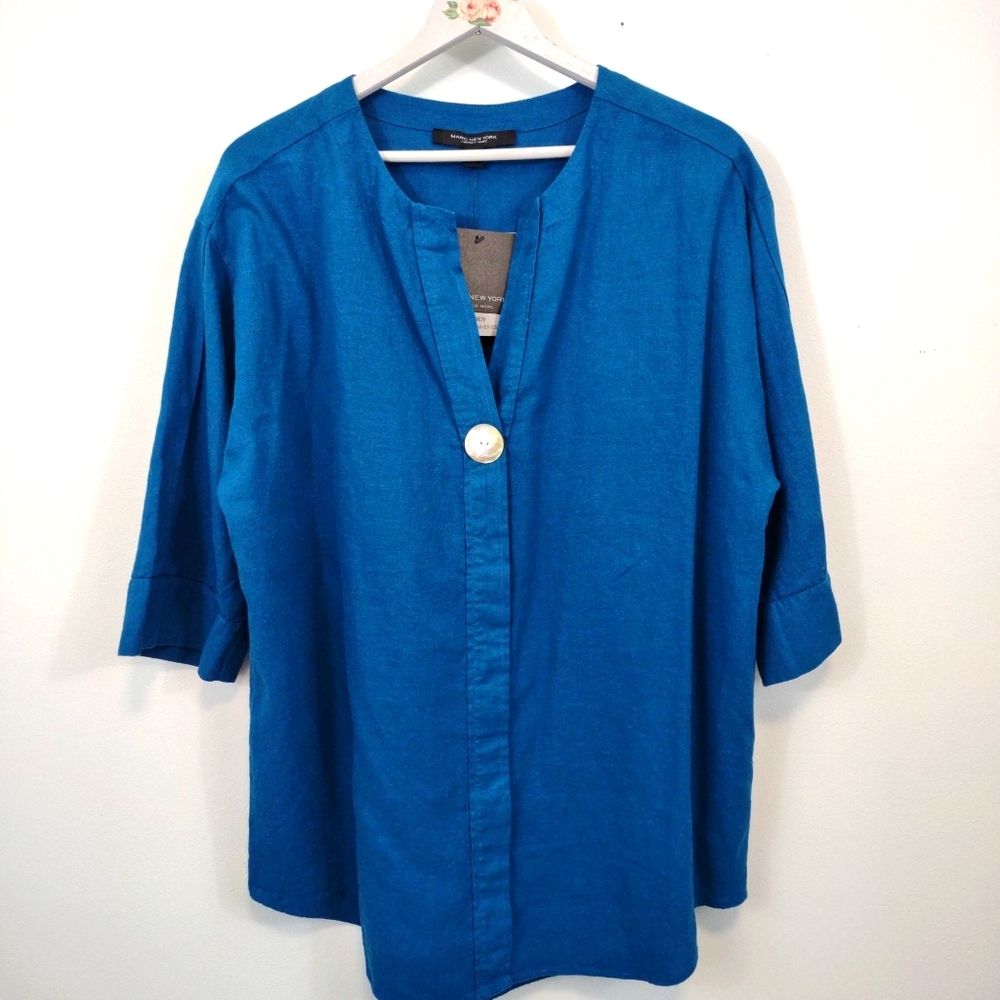 New Marc New York large Teal Blue Linen